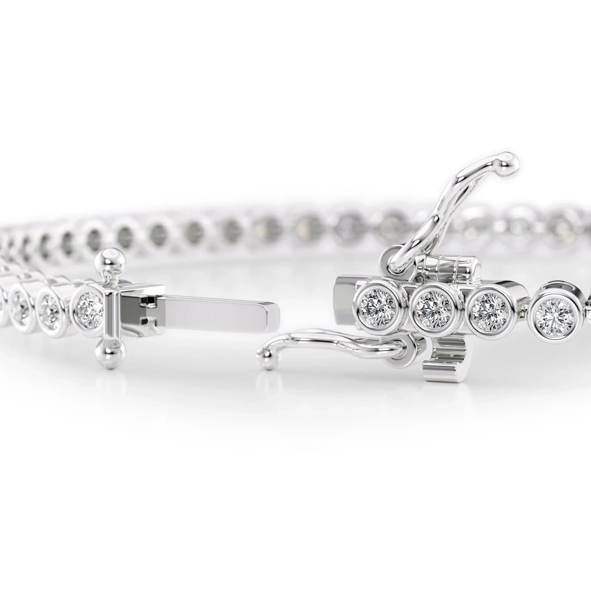 Round Lab Grown Diamond Bezel Tennis Bracelet, EF Color, VS Clarity, IGI Certified 