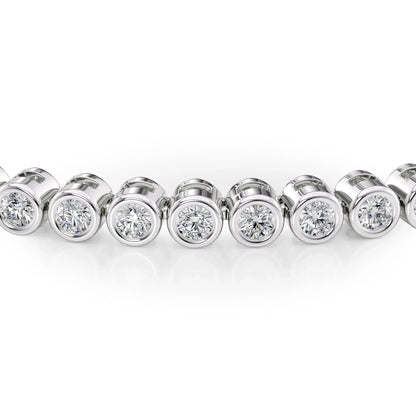 Round Lab Grown Diamond Bezel Tennis Bracelet, EF Color, VS Clarity, IGI Certified 