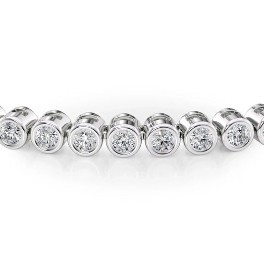 Round Lab Grown Diamond Bezel Tennis Bracelet, EF Color, VS Clarity, IGI Certified 