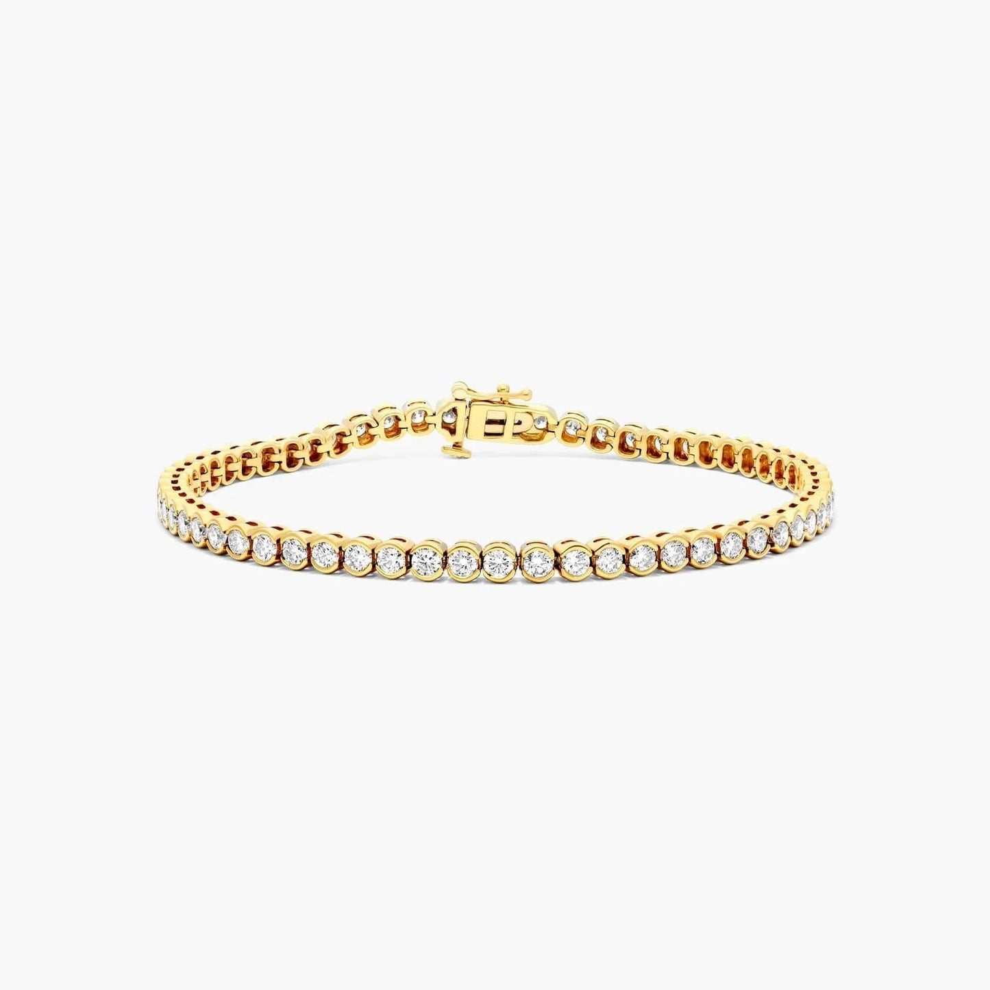 Round Lab Grown Diamond Bezel Tennis Bracelet, EF Color, VS Clarity, IGI Certified 