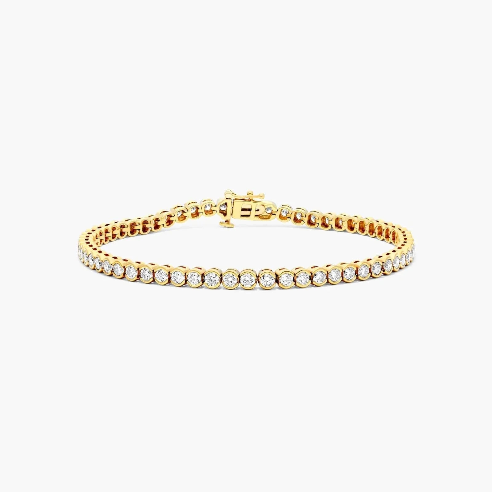 Round Lab Grown Diamond Bezel Tennis Bracelet, EF Color, VS Clarity, IGI Certified 