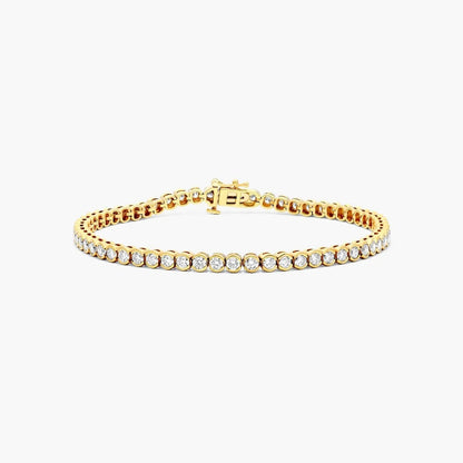 Round Lab Grown Diamond Bezel Tennis Bracelet, EF Color, VS Clarity, IGI Certified 