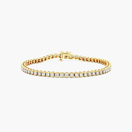 Round Lab Grown Diamond Bezel Tennis Bracelet, EF Color, VS Clarity, IGI Certified 