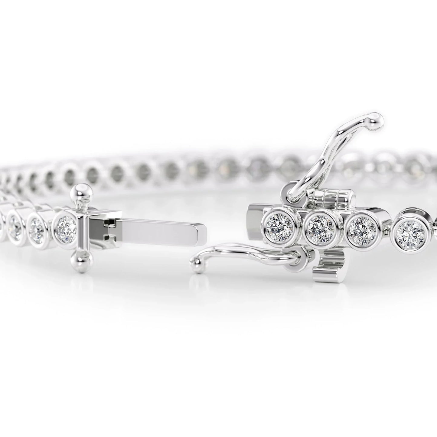 Round Lab Grown Diamond Bezel Tennis Bracelet, EF Color, VS Clarity, IGI Certified 