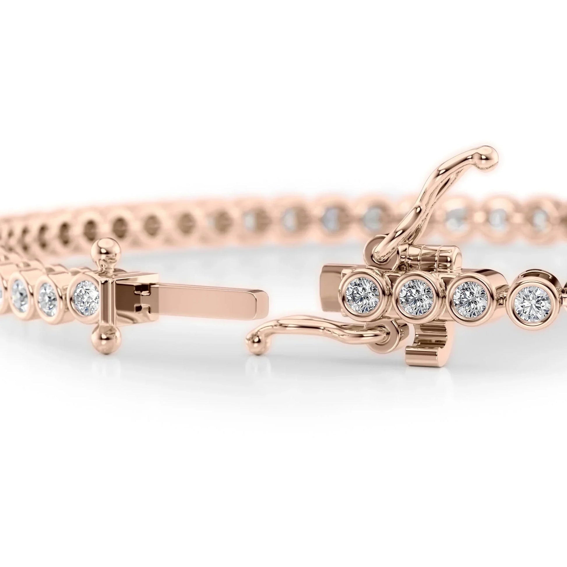 Round Lab Grown Diamond Bezel Tennis Bracelet, EF Color, VS Clarity, IGI Certified 