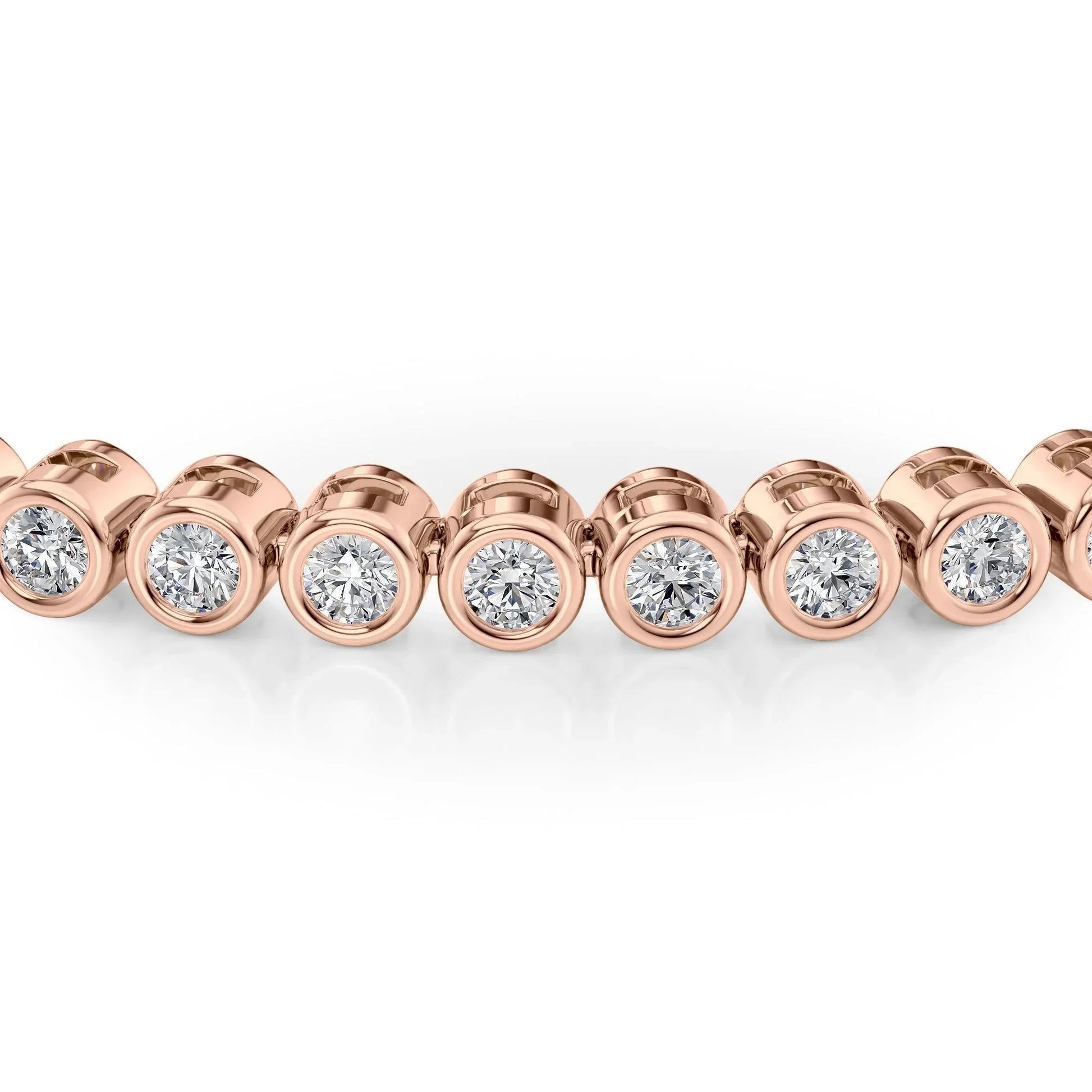 Round Lab Grown Diamond Bezel Tennis Bracelet, EF Color, VS Clarity, IGI Certified 