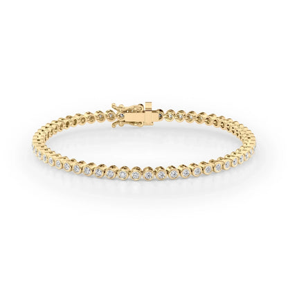 Round Lab Grown Diamond Bezel Tennis Bracelet, EF Color, VS Clarity, IGI Certified 
