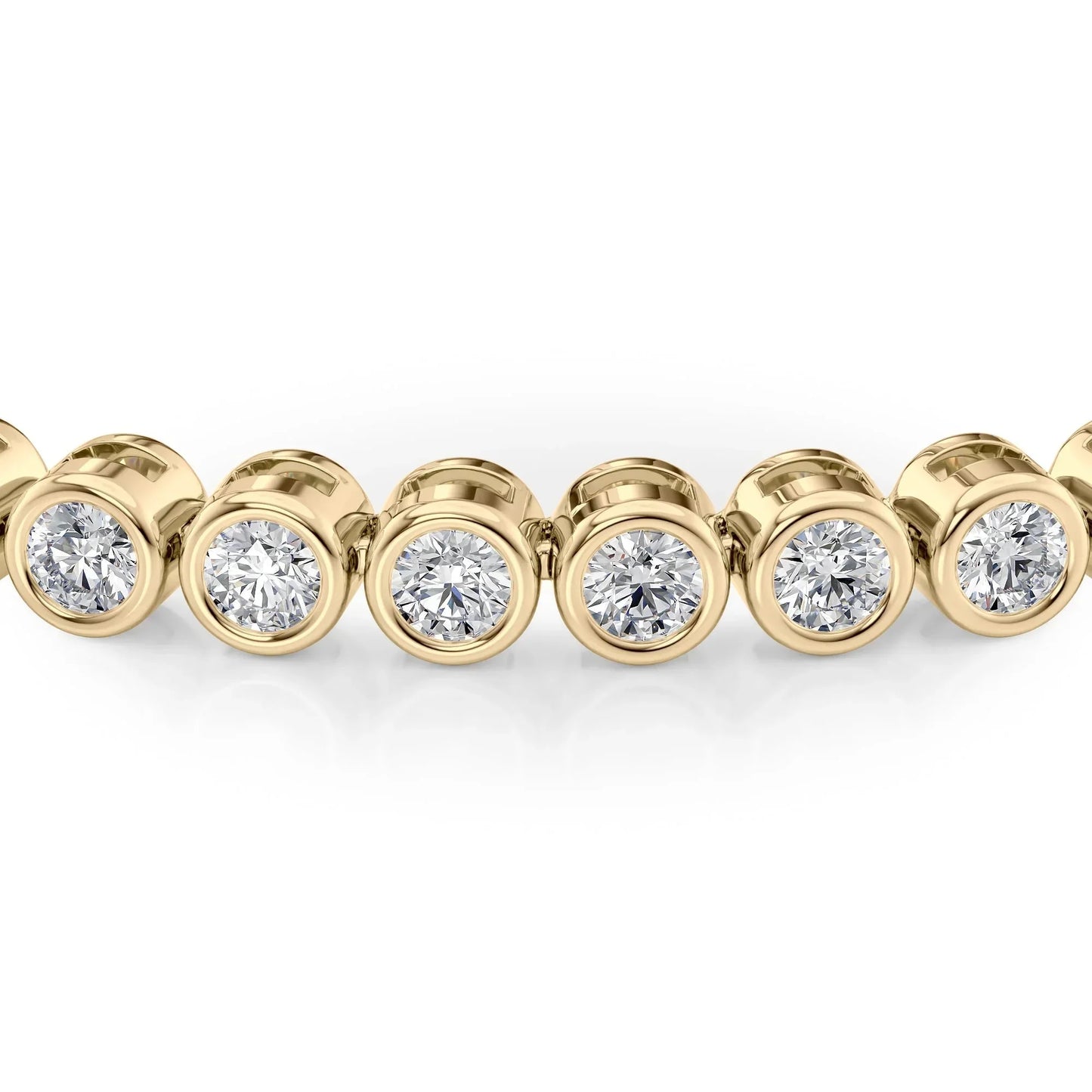 Round Lab Grown Diamond Bezel Tennis Bracelet, EF Color, VS Clarity, IGI Certified 