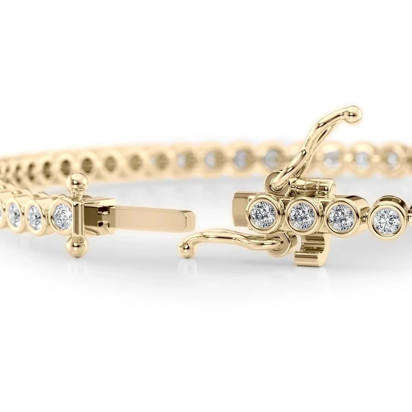 Round Lab Grown Diamond Bezel Tennis Bracelet, EF Color, VS Clarity, IGI Certified 