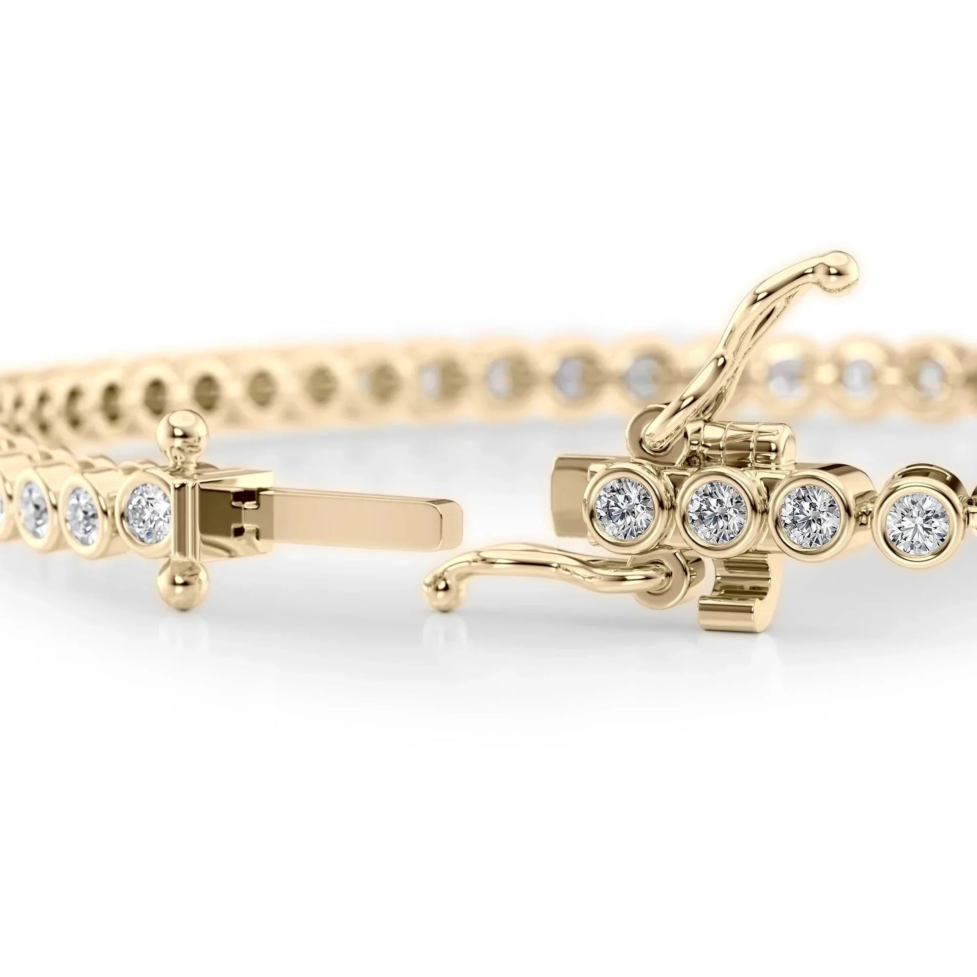 Round Lab Grown Diamond Bezel Tennis Bracelet, EF Color, VS Clarity, IGI Certified 