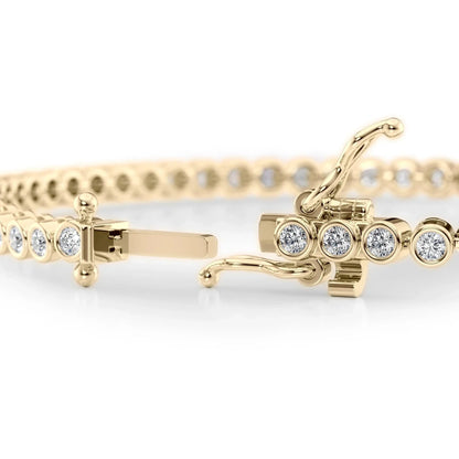 Round Lab Grown Diamond Bezel Tennis Bracelet, EF Color, VS Clarity, IGI Certified 