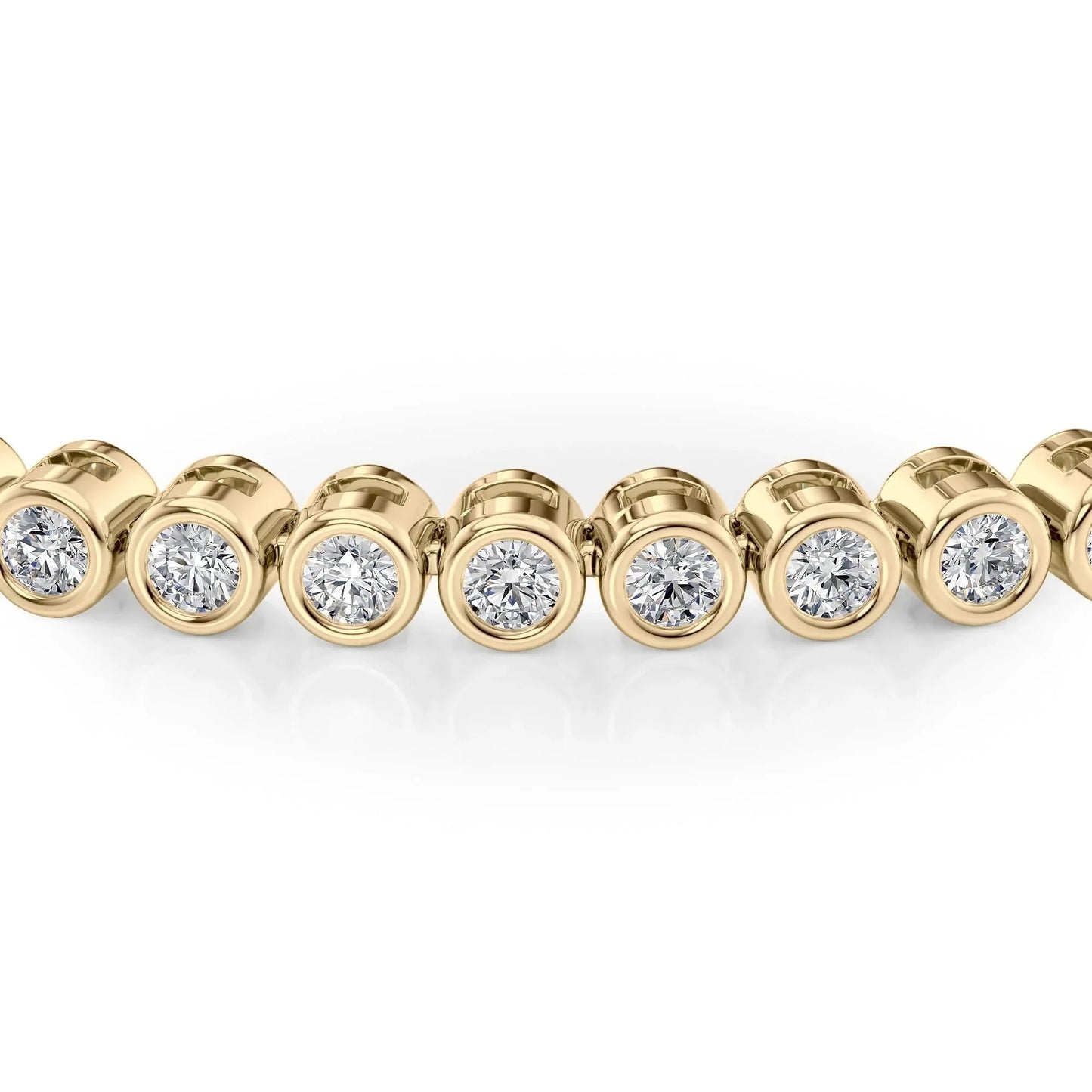 Round Lab Grown Diamond Bezel Tennis Bracelet, EF Color, VS Clarity, IGI Certified 