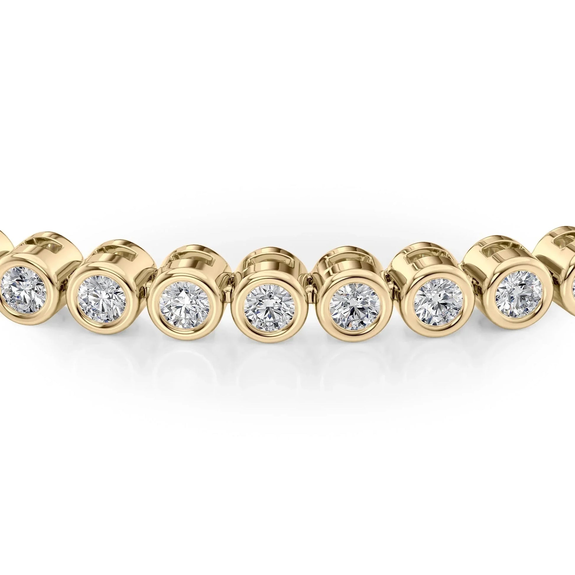 Round Lab Grown Diamond Bezel Tennis Bracelet, EF Color, VS Clarity, IGI Certified 
