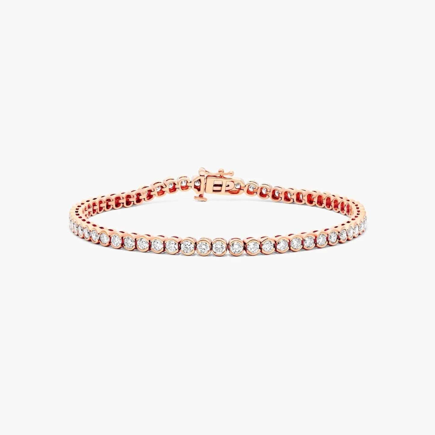 Round Lab Grown Diamond Bezel Tennis Bracelet, EF Color, VS Clarity, IGI Certified 
