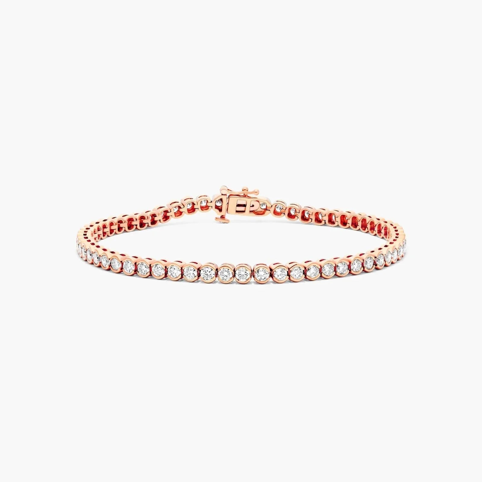 Round Lab Grown Diamond Bezel Tennis Bracelet, EF Color, VS Clarity, IGI Certified 