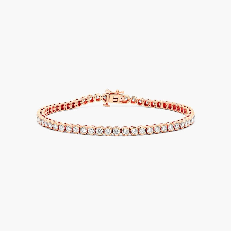 Round Lab Grown Diamond Bezel Tennis Bracelet, EF Color, VS Clarity, IGI Certified