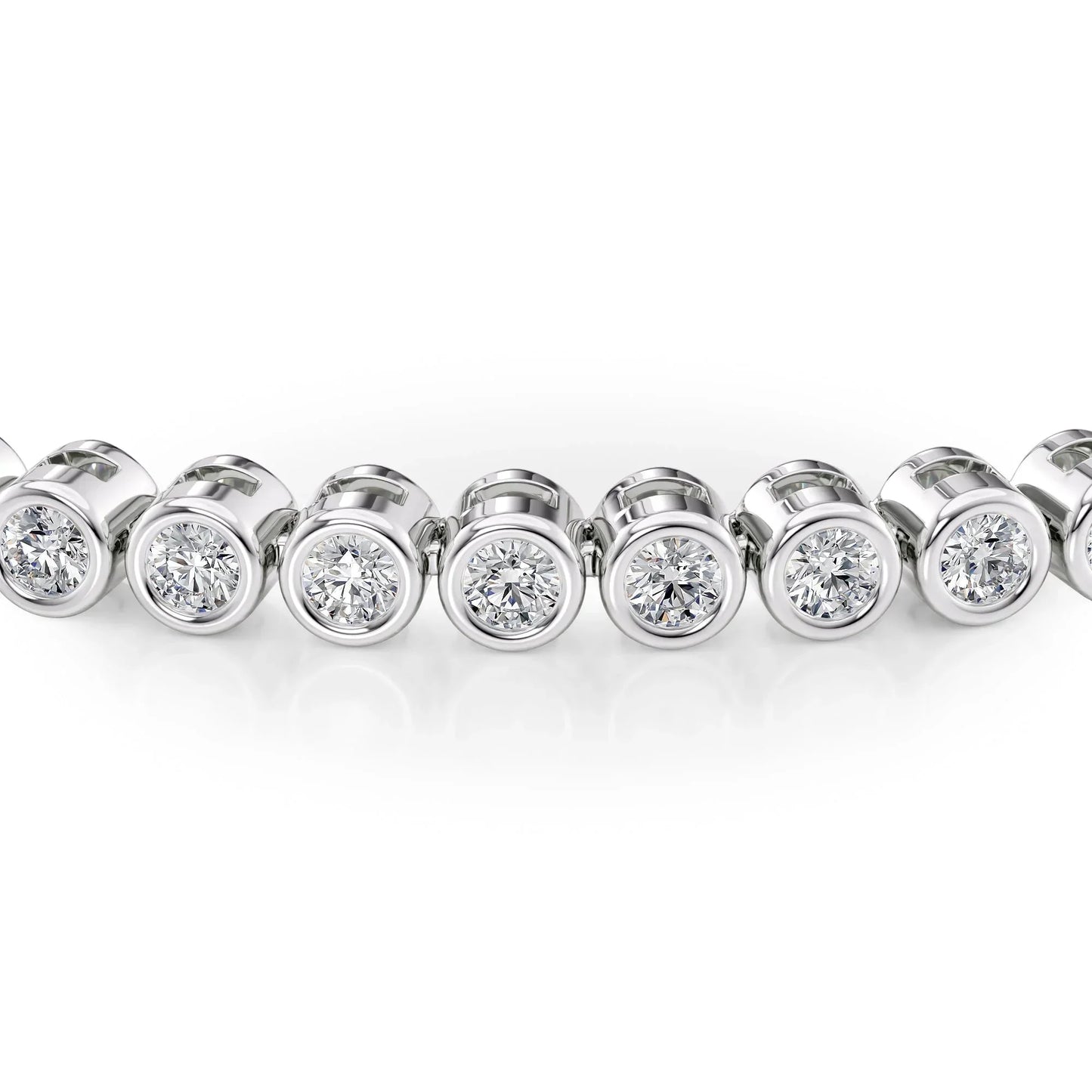 Round Lab Grown Diamond Bezel Tennis Bracelet,EF Color, VS Clarity, IGI Certificate 