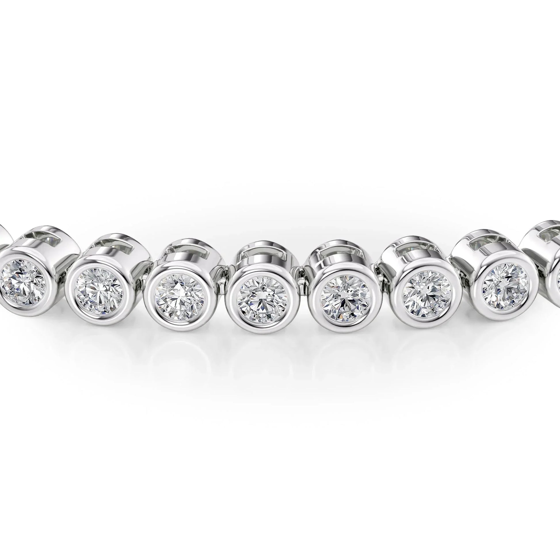 Round Lab Grown Diamond Bezel Tennis Bracelet,EF Color, VS Clarity, IGI Certificate 