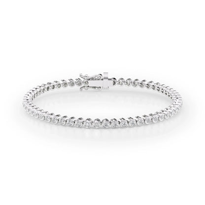Round Lab Grown Diamond Bezel Tennis Bracelet,EF Color, VS Clarity, IGI Certificate 