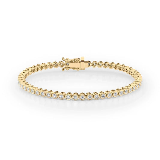 Round Lab Grown Diamond Bezel Tennis Bracelet,EF Color, VS Clarity, IGI Certificate 