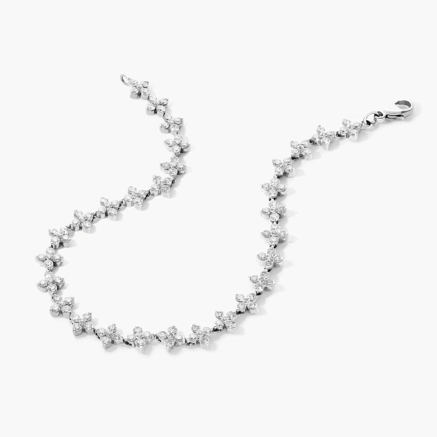 Round Lab Grown Diamond Blossom Tennis Bracelet, EF Color, VS Clarity, IGI Certified 