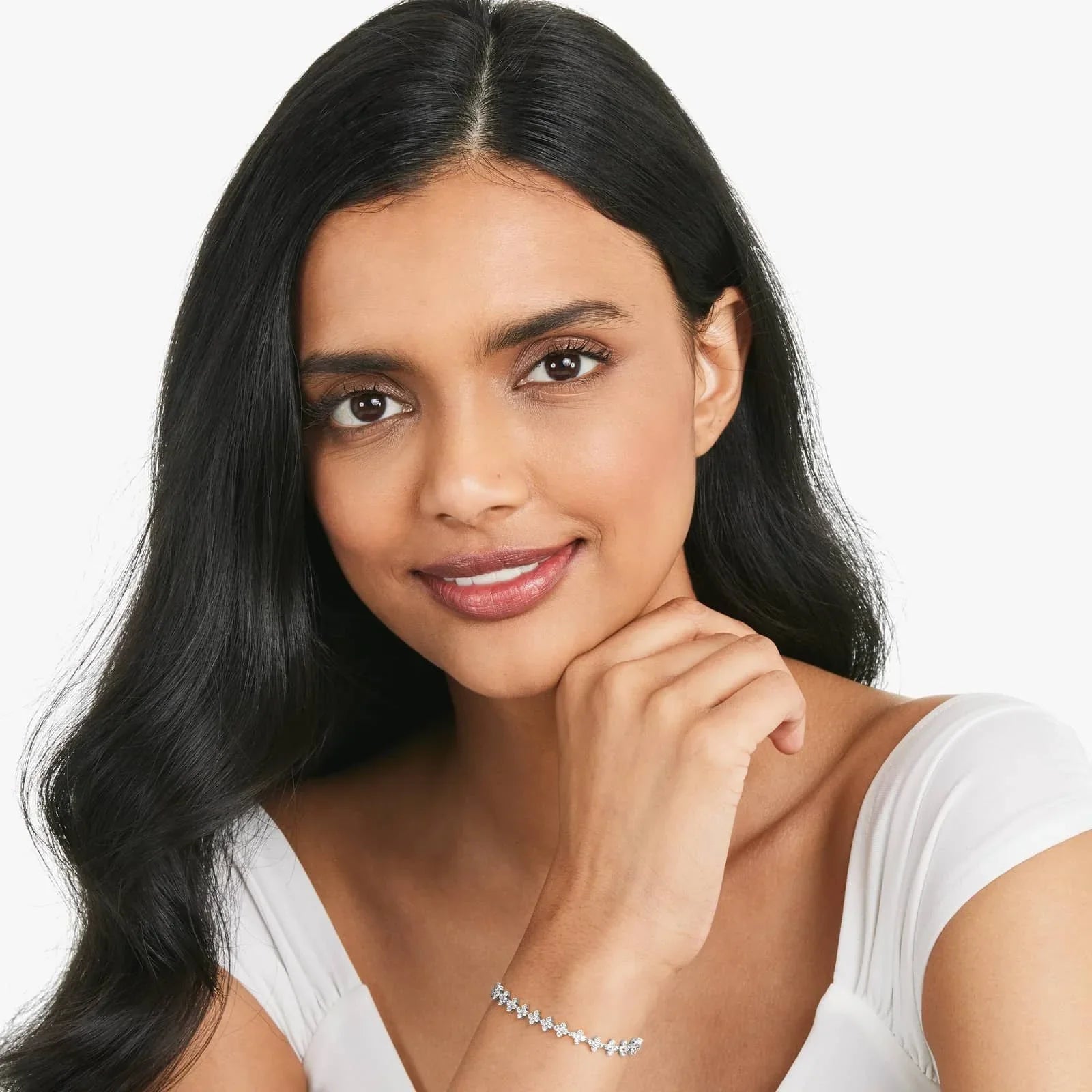 Round Lab Grown Diamond Blossom Tennis Bracelet, EF Color, VS Clarity, IGI Certified 