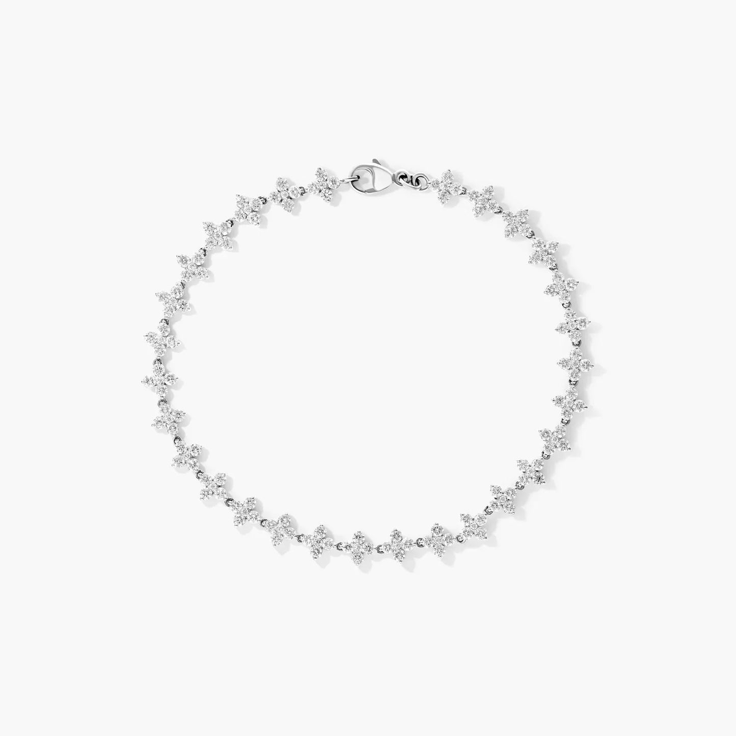 Round Lab Grown Diamond Blossom Tennis Bracelet, EF Color, VS Clarity, IGI Certified 