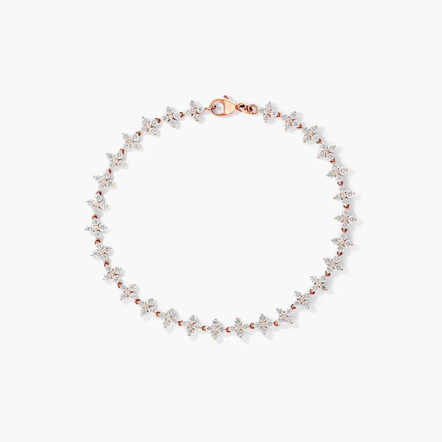 Round Lab Grown Diamond Blossom Tennis Bracelet, EF Color, VS Clarity, IGI Certified 
