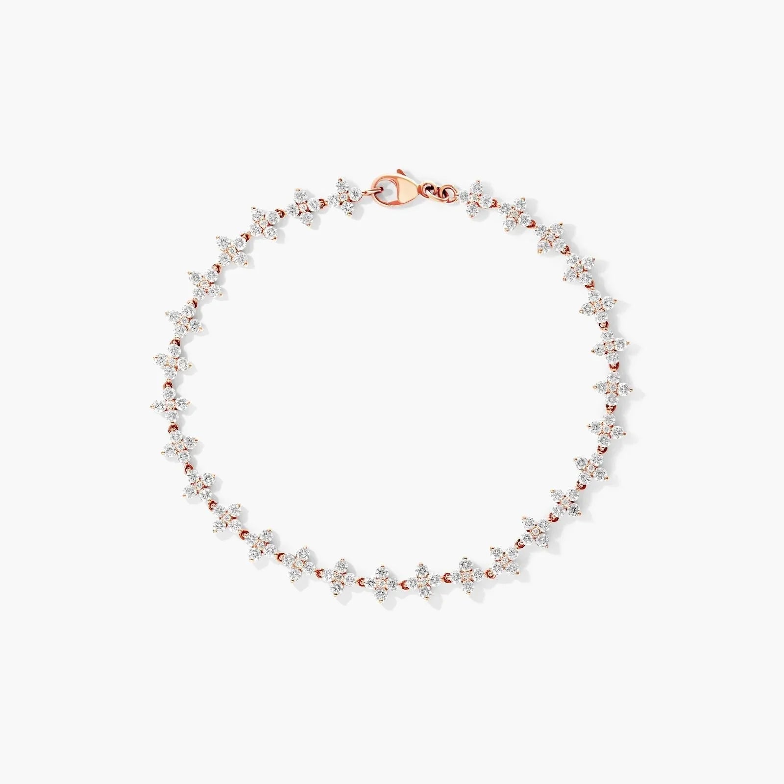 Round Lab Grown Diamond Blossom Tennis Bracelet, EF Color, VS Clarity, IGI Certified 