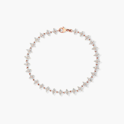 Round Lab Grown Diamond Blossom Tennis Bracelet, EF Color, VS Clarity, IGI Certified 