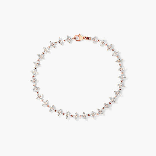 Round Lab Grown Diamond Blossom Tennis Bracelet, EF Color, VS Clarity, IGI Certified 