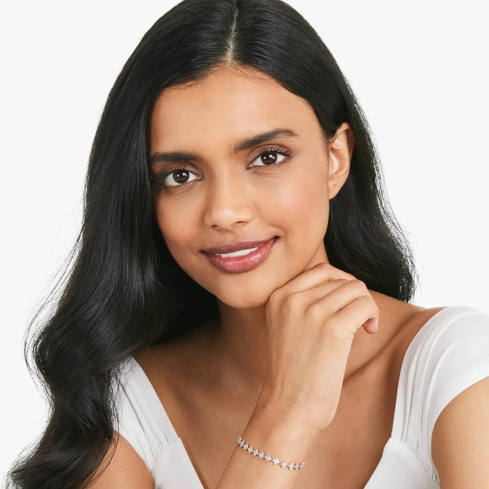Round Lab Grown Diamond Blossom Tennis Bracelet, EF Color, VS Clarity, IGI Certified 