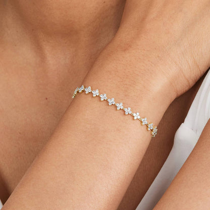 Round Lab Grown Diamond Blossom Tennis Bracelet, EF Color, VS Clarity, IGI Certified 
