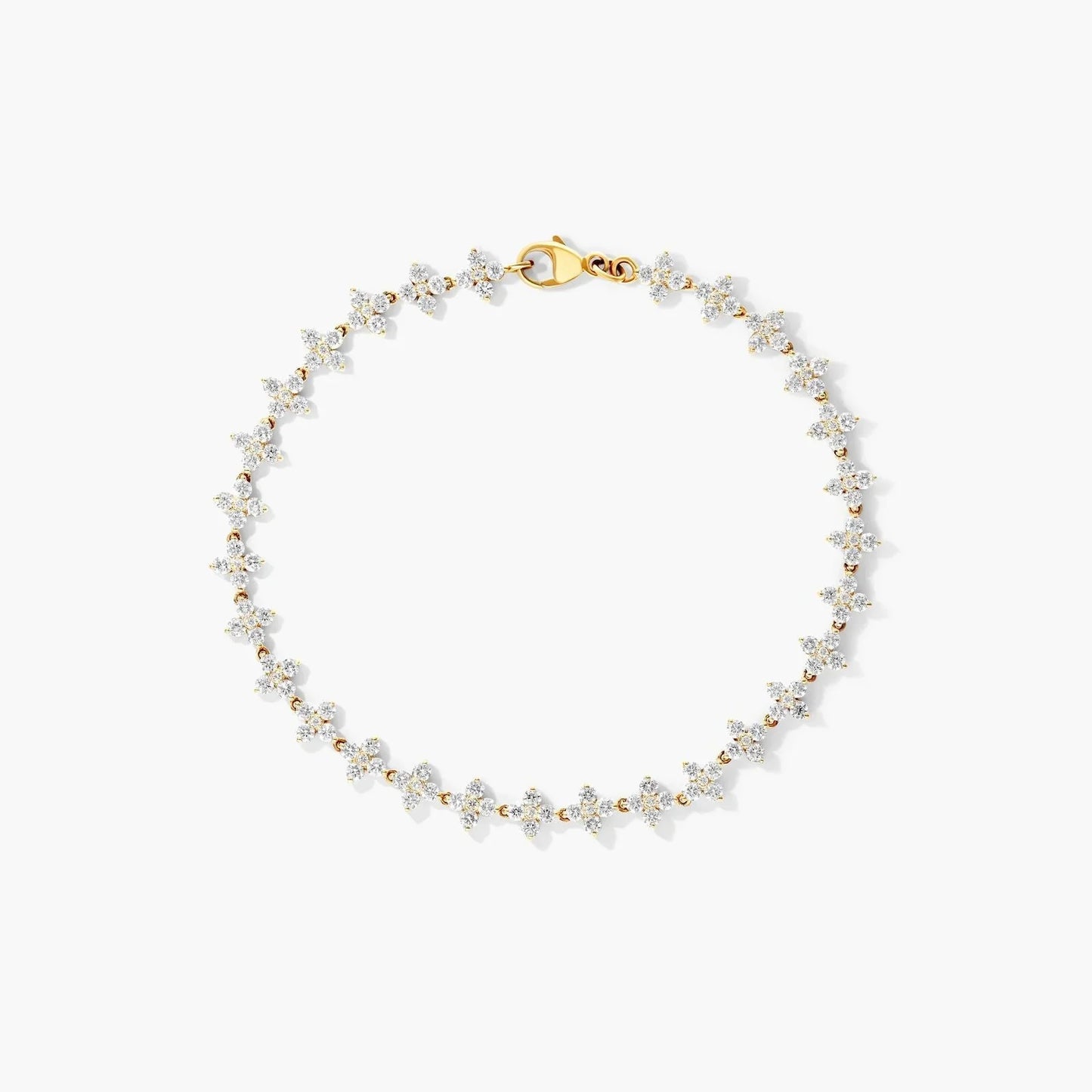 Round Lab Grown Diamond Blossom Tennis Bracelet, EF Color, VS Clarity, IGI Certified 
