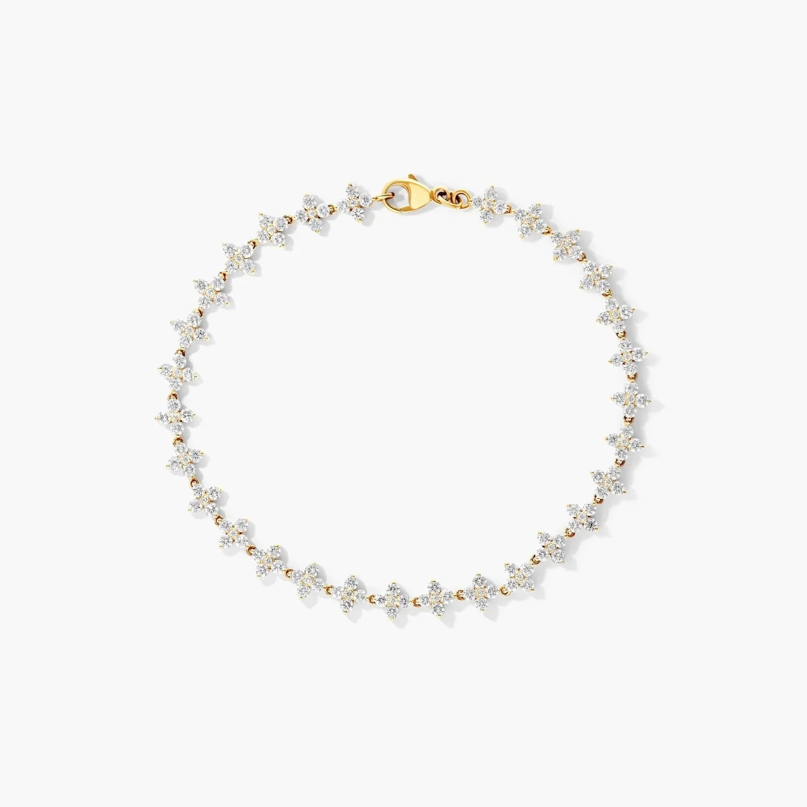 Round Lab Grown Diamond Blossom Tennis Bracelet, EF Color, VS Clarity, IGI Certified 