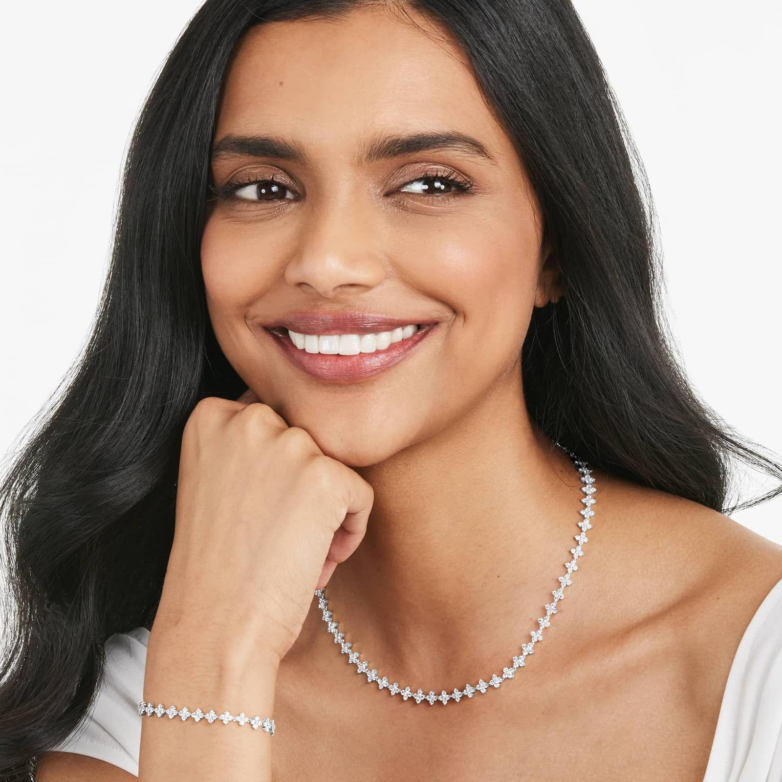 Round Lab Grown Diamond Blossom Tennis Bracelet, EF Color, VS Clarity, IGI Certified 