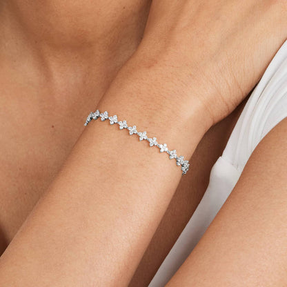 Round Lab Grown Diamond Blossom Tennis Bracelet, EF Color, VS Clarity, IGI Certified 