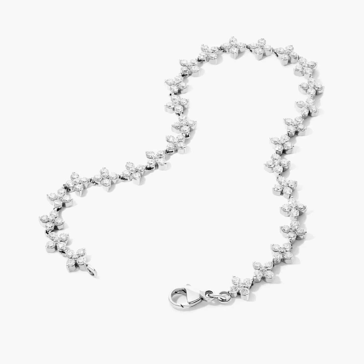 Round Lab Grown Diamond Blossom Tennis Bracelet, EF Color, VS Clarity, IGI Certified 