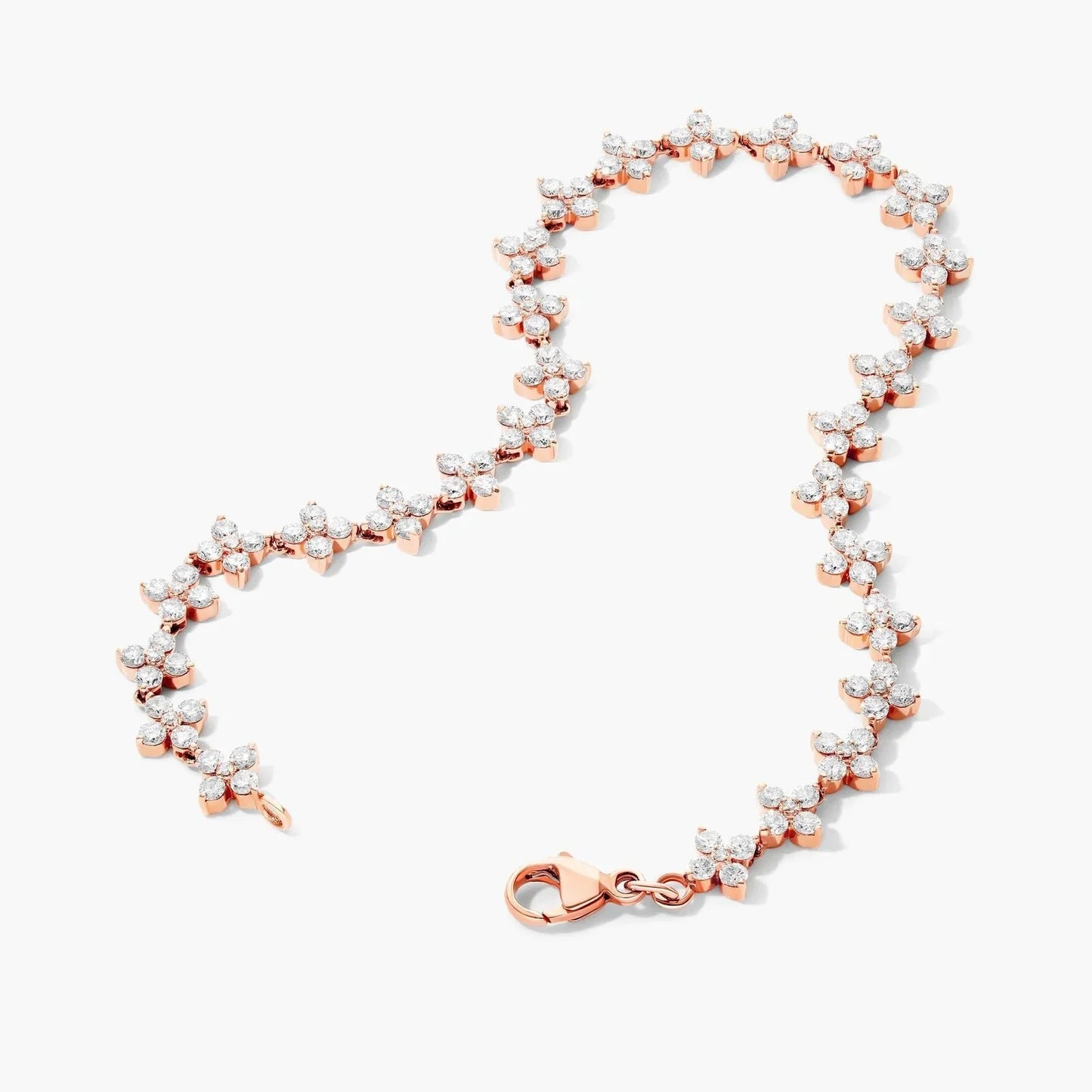 Round Lab Grown Diamond Blossom Tennis Bracelet, EF Color, VS Clarity, IGI Certified 