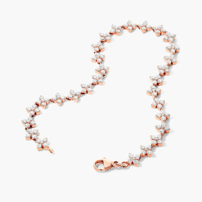 Round Lab Grown Diamond Blossom Tennis Bracelet, EF Color, VS Clarity, IGI Certified 