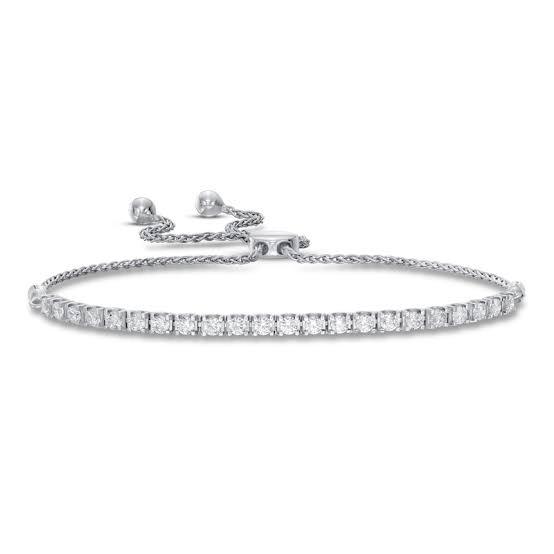 Round Lab Grown Diamond Bolo Tennis Bracelet, EF Color, VS Clarity, IGI Certificate 