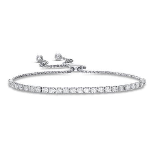 Round Lab Grown Diamond Bolo Tennis Bracelet, EF Color, VS Clarity, IGI Certificate 