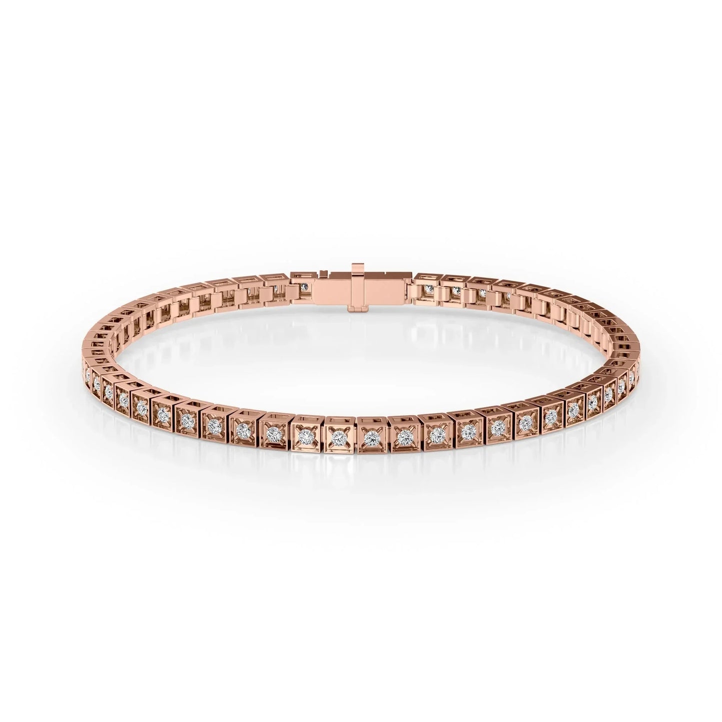 Round Lab Grown Diamond Chocolate Tennis Bracelet, EF Color, VS Clarity, IGI Certified 