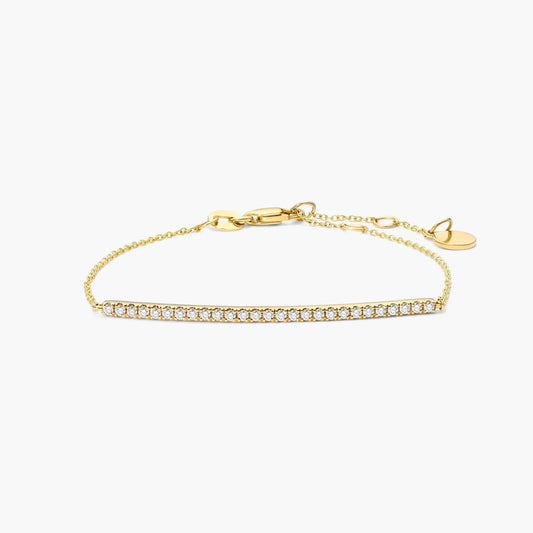 Round Lab Grown Diamond Elegant Bar Bracelet, EF Color, VS Clarity, IGI Certified 