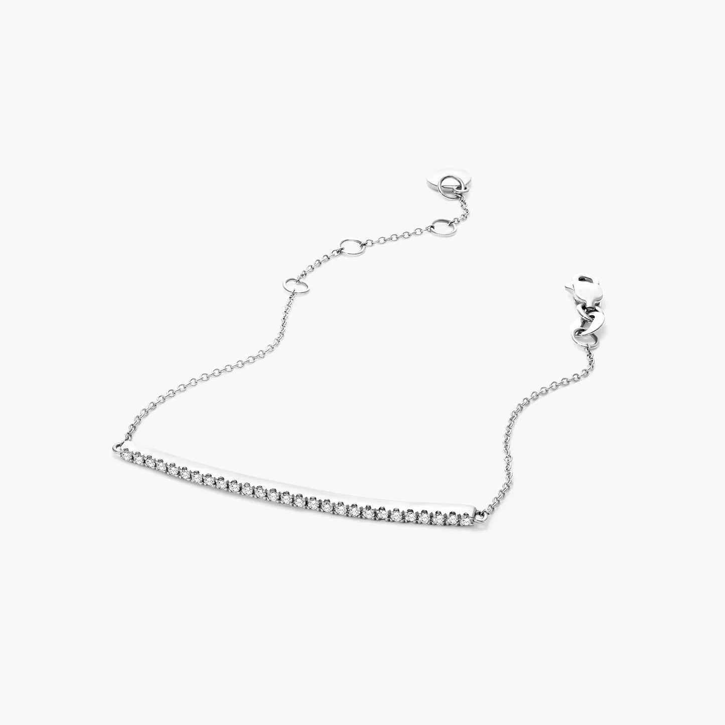 Round Lab Grown Diamond Elegant Bar Bracelet, EF Color, VS Clarity, IGI Certified 