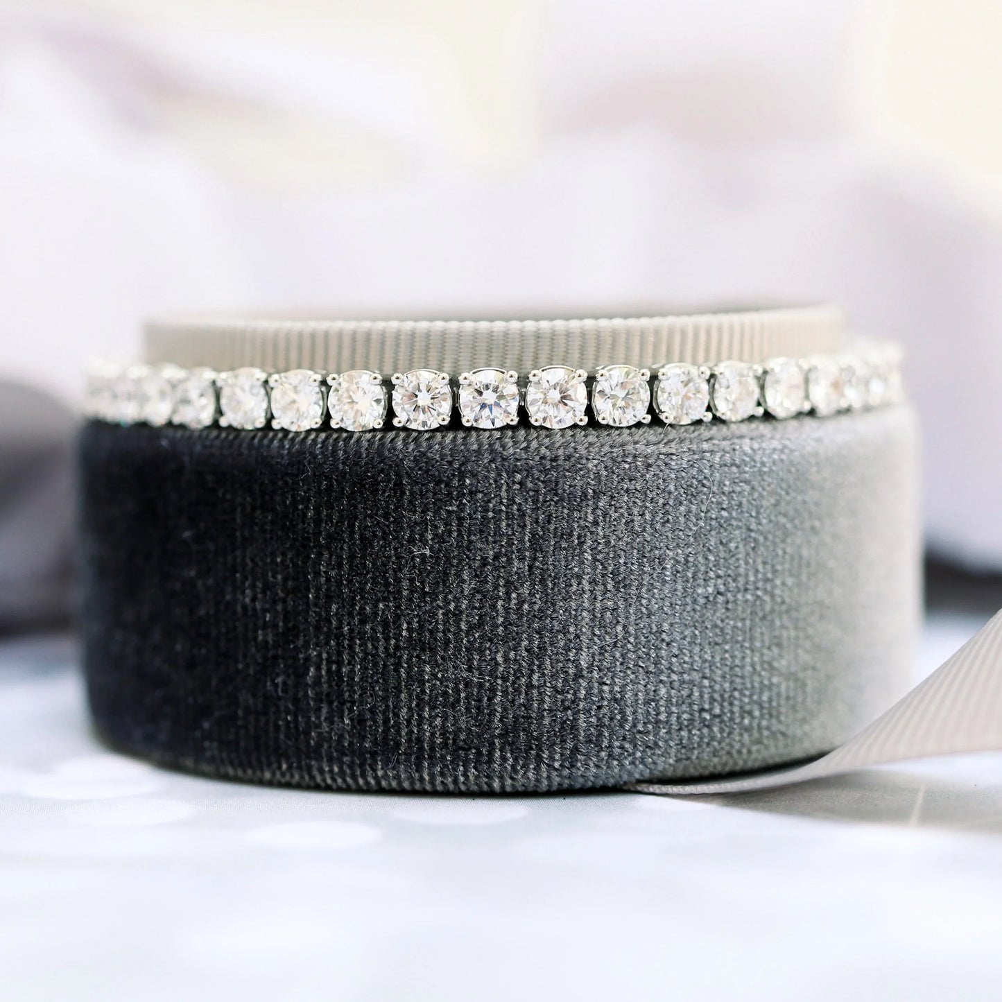 Round Lab Grown Diamond Four Prong Tennis Bracelet , EF Color, VS Clarity, IGI Certificate 