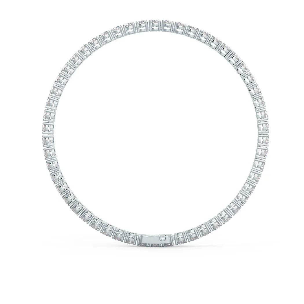 Round Lab Grown Diamond Four Prong Tennis Bracelet , EF Color, VS Clarity, IGI Certificate 