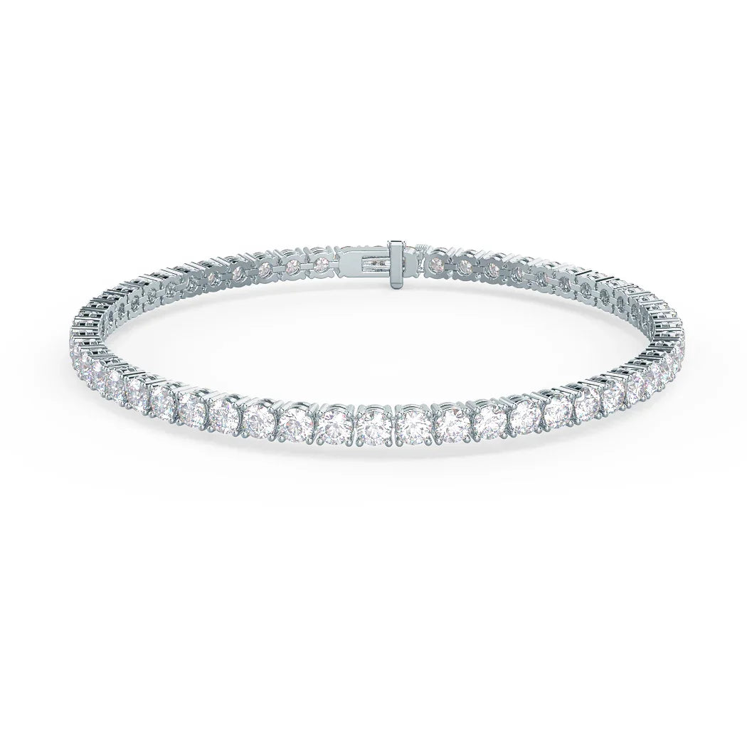 Round Lab Grown Diamond Four Prong Tennis Bracelet , EF Color, VS Clarity, IGI Certificate 