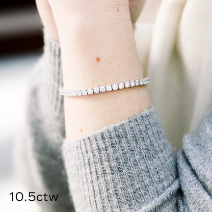 Round Lab Grown Diamond Four Prong Tennis Bracelet , EF Color, VS Clarity, IGI Certificate 