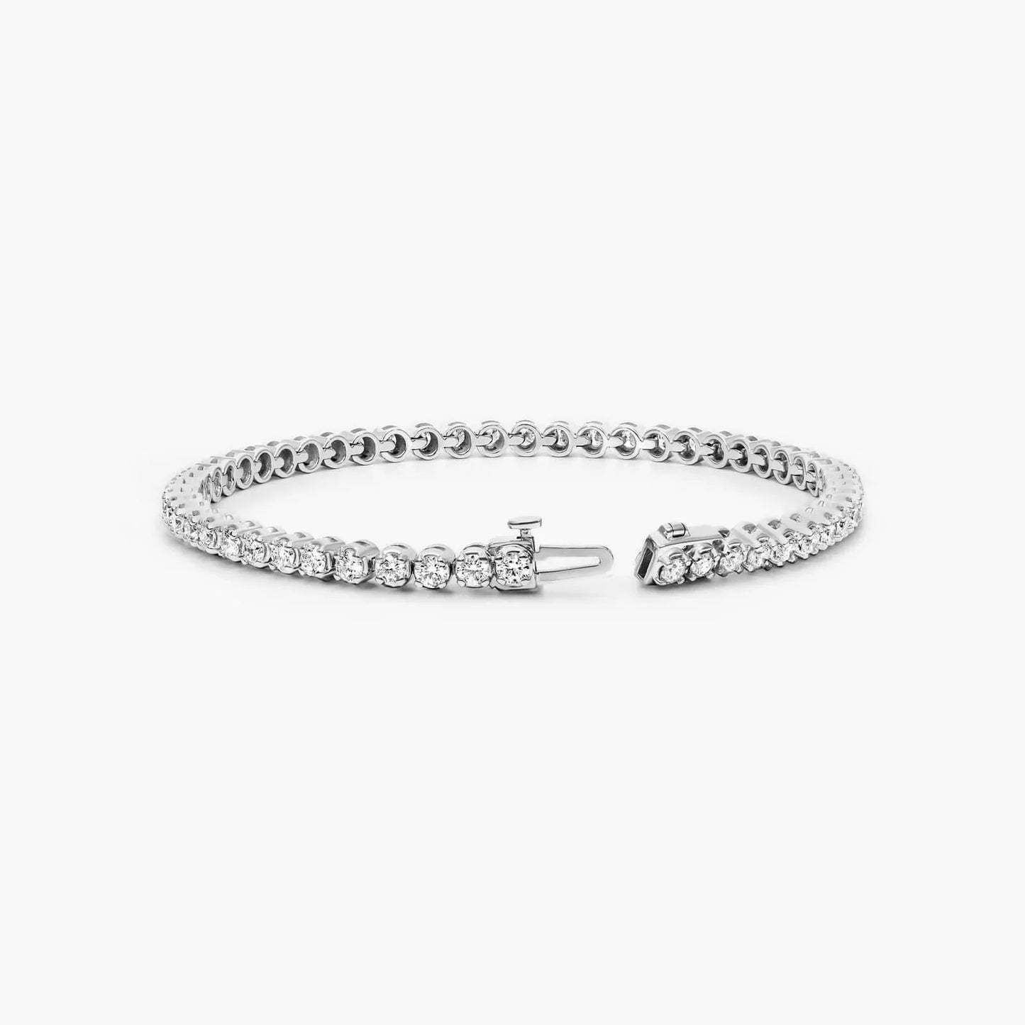 Round Lab Grown Diamond Four Prong Tennis Bracelet, EF Color, VS Clarity, IGI Certificate 